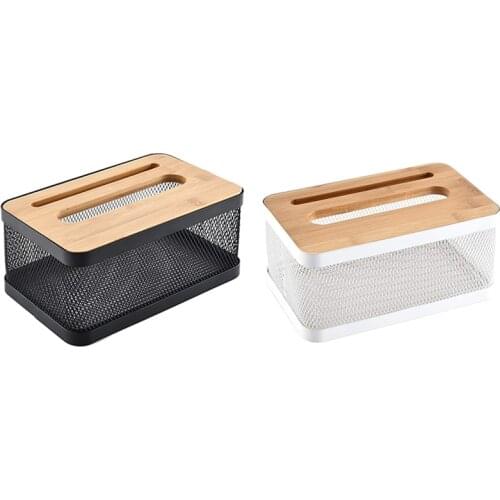 Modern Long Square Metal Paper Facial Tissue Box Cover Holder for Bathroom Vanity Countertops, Bedroom Dressers