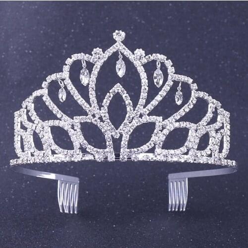 Wedding Bridal Princess Crystal Rhinestone High Crown Headband Tiara Hair Comb for Birthday Party Gift Hair Jewelry