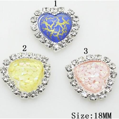 TYNUOMI Hot 10pcs/lot18MM Heart-Shaped Rhinestone Button Jewelry Accessories DIY Christmas Holiday Decoration Buckle