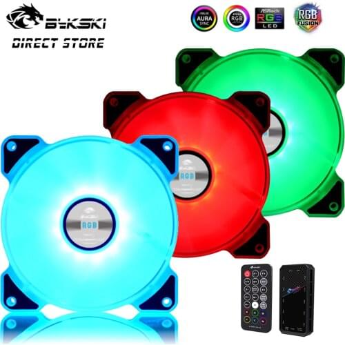Bykski 12V RGB Fan 120mm Chassis Quiet 12CM Fan Kit Controller Hub Support AURA Water Cooler Mod 12V4PIN PC Cooler CF-APRGB-V3