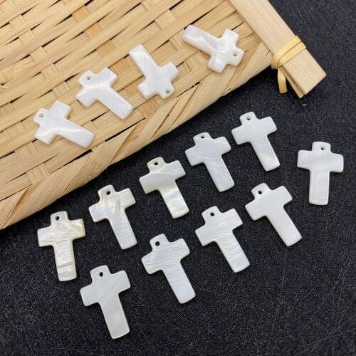 10pcs/pack of Natural Freshwater Shell Pendants Cross Ladies Earrings Pendants DIY Necklace Jewelry Making Accessories 14x20mm