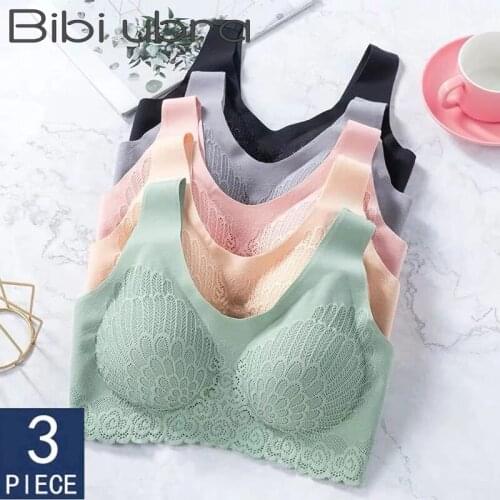 Of Women Latex Seamless Bra Push Up Gather Solid Bralette Sexy Lace Wireless With Pad Vest Top Bra Comfortable Sleep Underwear