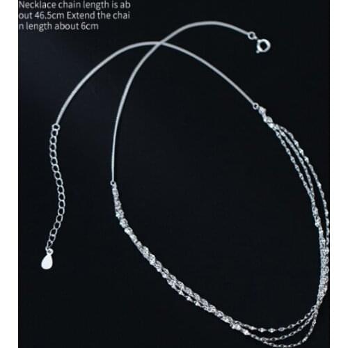 Womens 100% real 925 Sterling Silver Fine Jewelry Three-Twist Chain Long necklace C-D8452