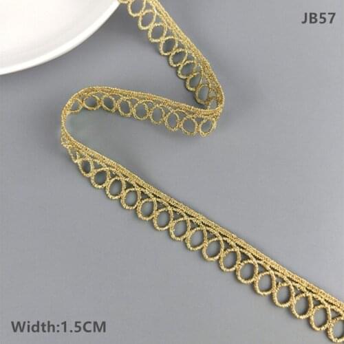 Zsbszc New 2 yards 1.5cm width Golden lace trim Embroidery lace ribbon Headscarf accessories JB57