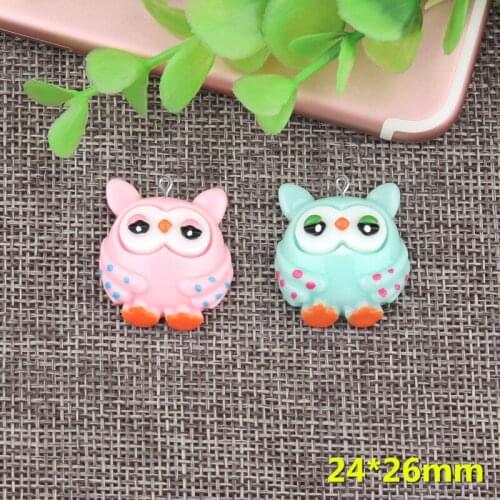 10pcs 24*26MM DIY resin owl charms kawaii flatback animal cabochon sticker pendant jewelry making findings ornament decoration
