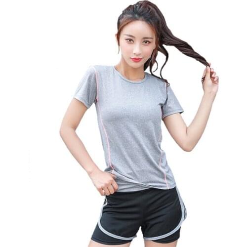 2pcs/set Women Sport Suit Yoga Set Gym Workout Clothes short Sleeve Fitness Crop Top + High Waist Energy Seamless shorts