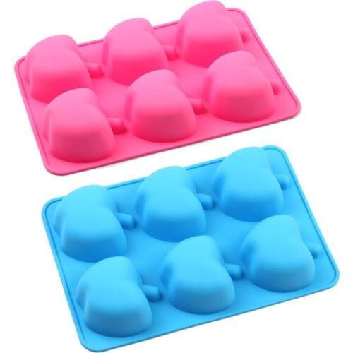 2 Pack 6 Cavity Apple Shape Silicone Soap Silicone Mold for Soap, Cake, Bread, Cupcake, Cheesecake, Cornbread, Muffin, Brownie