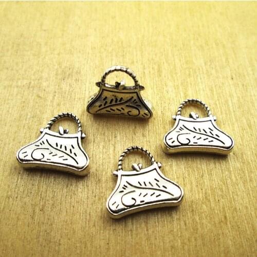 20pcs 14x15mm fishion bags Handbags women Bags Charm Pendants DIY necklace/ bracelets charms antique silver tone