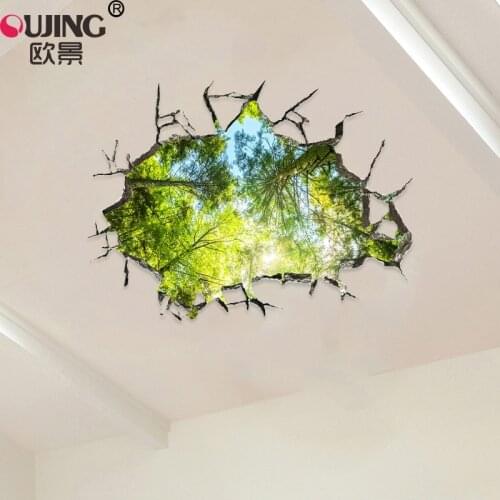 3D Brick Wall Four Seasons Forest View Trees Floor Wall Sticker Home Decor Kids Rooms Roof Ceiling Art Mural Bedroom Wall Decals