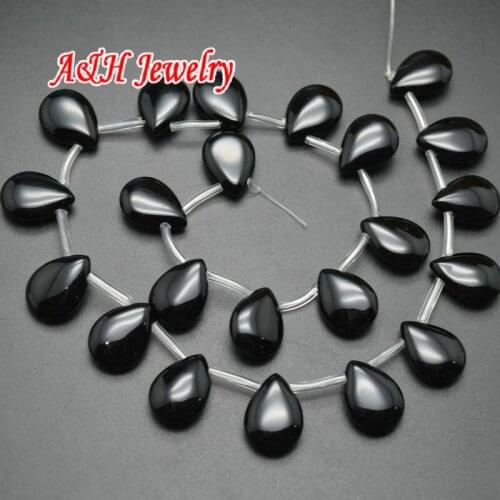 44 beads Grade AAA Black Onyx Stone Teardrop Beads 13x18mm Pearl Strand Loose Beads For Earring Necklace Making