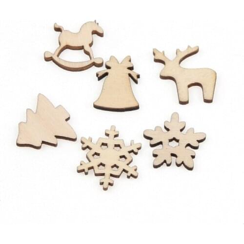 50pcs Handmade Wooden Christmas Series Home Decoration DIY Crafts Embellishments Scrapbooking Xmas Hanging Ornament