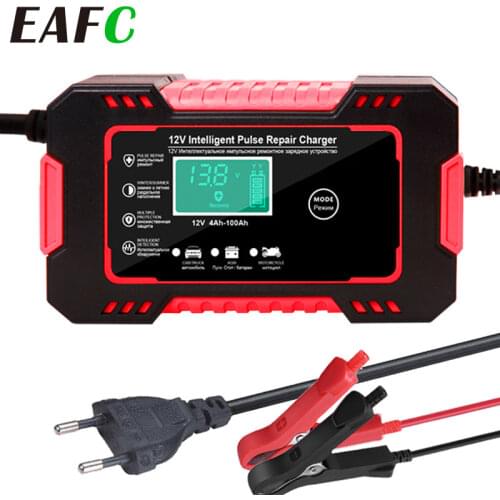 Motorcycle Car Battery Charger 12V 6A Intelligent Automatic Fast Power Charging Wet Dry Lead Acid LCD Display