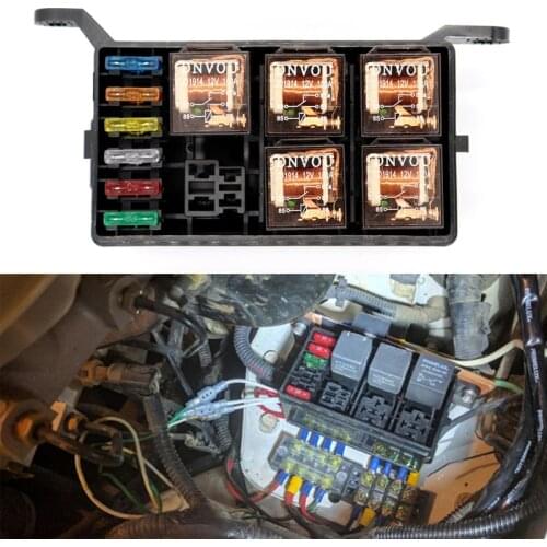12-Slot Fuse Relay Box [6 Relays] [6 Blade Fuses] with 12V 40A relays,fuses and Metallic Pins for Car Marine Boat RVs Trailers