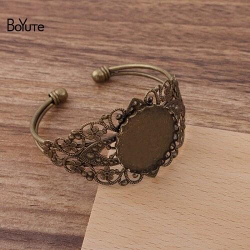 BoYuTe (5 Pieces/Lot) 65*60MM Metal Brass Bracelet Base with 25MM Blank Tray Settings Handmade DIY Jewelry Accessories Materials