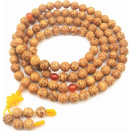 BRO528 Tibetan 108 Polished Triangle Dragon Eye Bodhi Seeds Prayer Malas 12mm for Man