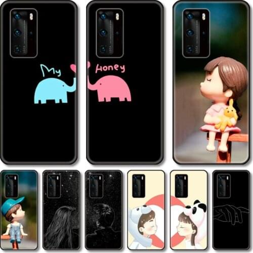 Lovely couple Phone Case For Huawei P 40 30 20 10 9 8 Lite E Pro Plus black cell shell
