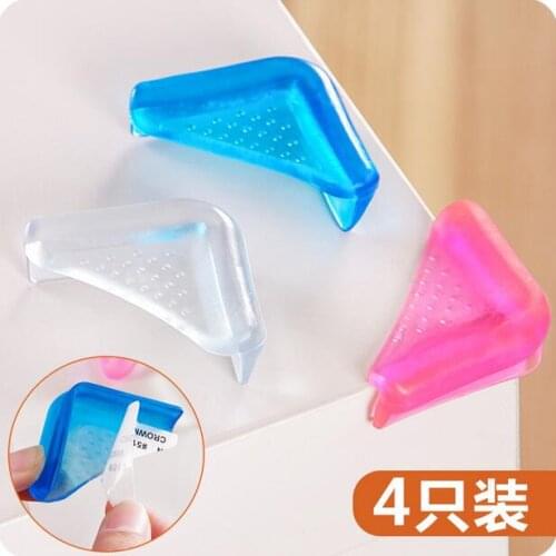 Colorful Transparent Furniture Corner Protector Thickening Table Corner Rubber 3 Sets Desk Table Safety