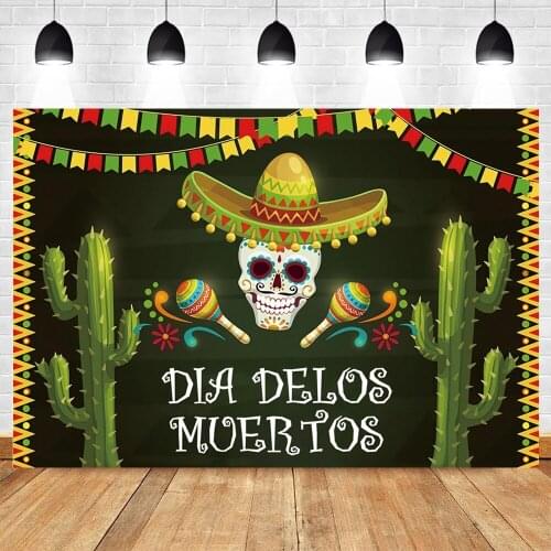 Day of The Dead Backdrop Mexican Sugar Skull Photography Background Dia DE Los Muertos Dress-up Party Fiesta Banner Decoration