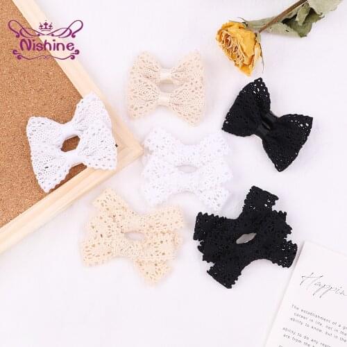 Nishine Fashion Knitting Wool Bowknot Hair Clips Toddler Solid Color Handmade Bows Bangs Hairpins Baby Headwear Kids Accessories