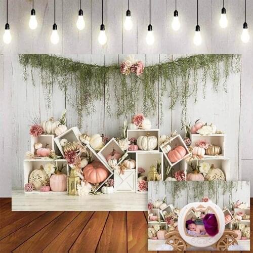 Mehofond Photography Background Spring Pumpkin Wooden Wall Newborn Baby Child Birthday Party Backdrop Photo Studio Photocall