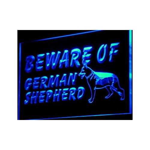 I838 Beware of German Shepherd Dog Decor Neon Light Light Signs On/Off Switch 20+ Colors 5 Sizes