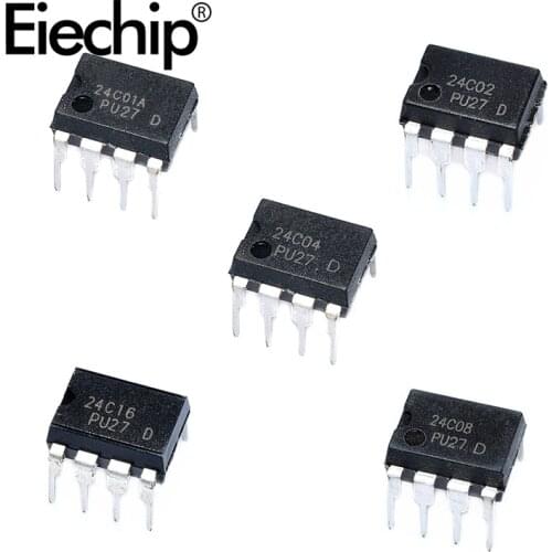 Memory IC AT24C02 AT24C04 AT24C08 AT24C16 AT24C32 AT24C64 AT93C46 DIP package for interface EEPROM Memory Module for arduino