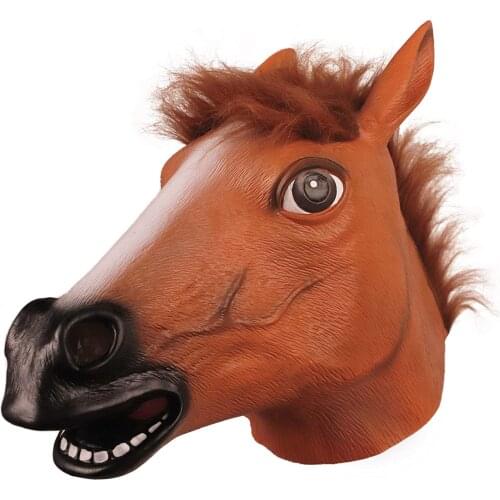 Brown Horse Mask,Creepy Horse Head Mask,Rubber Latex Animal Mask,Novelty Halloween Costume party (Brown)