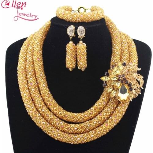 Fashionable African Beads Jewelry Sets Crystal Jewelry Set Nigerian Wedding beads Necklace Womens Jewellery Set W12712