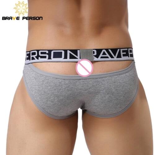 BRAVE PERSON Underwear Men Male Sexy Briefs Cotton Fabric Hollow Design Men Underwear Briefs Men Underpants B1159 Gay Underwear