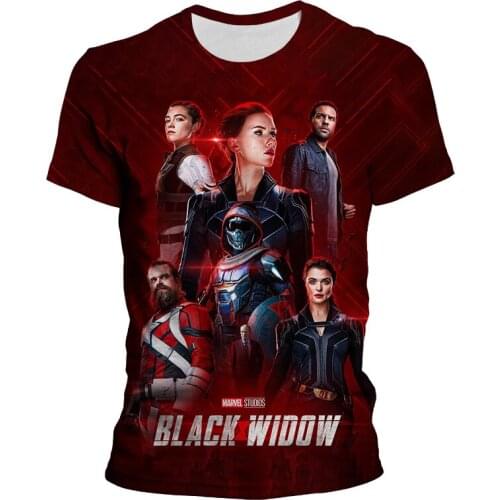 2021 New Disney Marvel Avengers Black Widow Loose T-shirt 3D Printing Graphic T-shirts Short-sleeved Men/Women T Shirts Tops