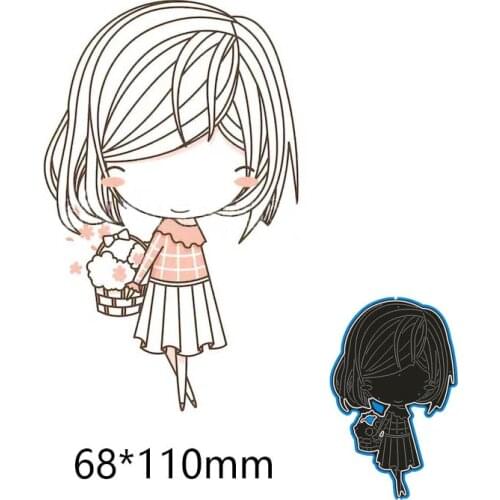 6.8*11 cm Flower basket little girl new Metal Cutting Dies for card DIY Scrapbooking stencil Paper Craft Album template Dies