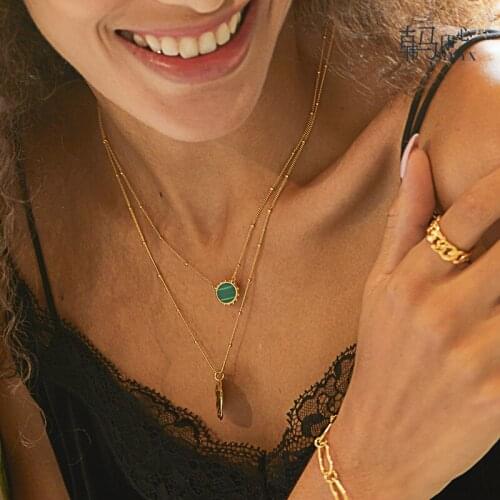 2020 Autumn New Necklace For Women 925 Sterling Silver Jewelry Natural Fashion Malachite Gift Wholesale Factory Direct Sales