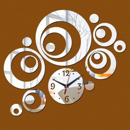 New fashion 3d wall stickers clock clockd home decoration design quartz living room acrylic mirror sticker modern