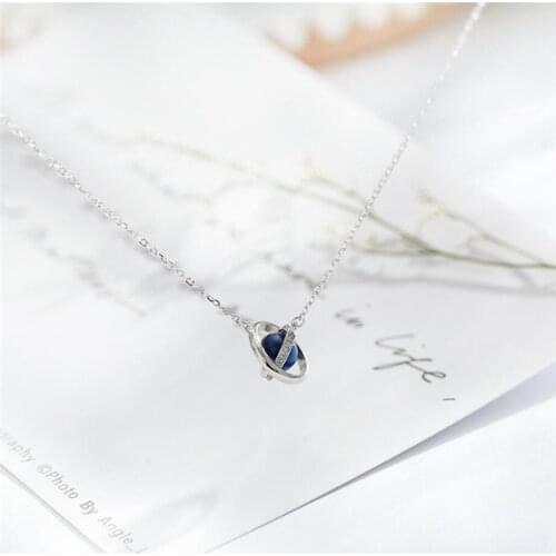 Sole Memory Cute Galaxy Planet Gift Sweet 925 Sterling Silver Clavicle Chain Female Necklace SNE467