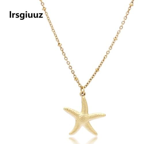 Beach Travel Wear Starfish Shape Necklaces 14K Real Gold Plated Stainless Steel Golden Pendant Necklace for Women Jewelry
