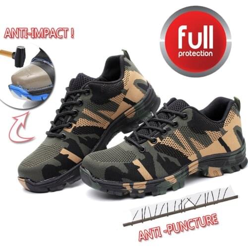 100% HQ Air Mesh Work Safety Boots Men Anti-Piercing Indestructible Shoes Men Boots Puncture-Proof Sneaker Steel toe shoes