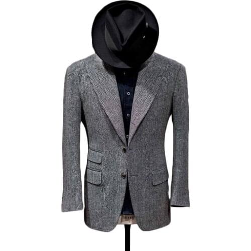 Wool Mens Blazer Solid Gray Gentleman Style Custom Made Skinny Formal Suits Singal Breasted Smart Casual Party Evening Wear