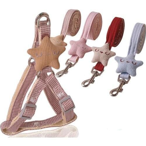 Pet Harness Towing Rope Set Vest-style Chest Strap Polyester Cotton Breathable Heat Dissipation Dog Chest Back Adjustable Size