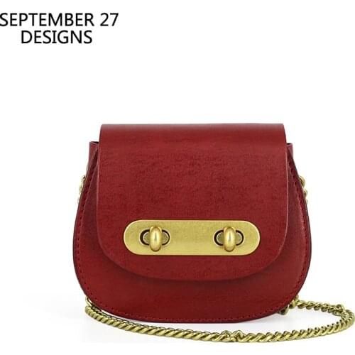 New Fashion Women Mini Cute Shoulder Bag Genuine Cow Leather Luxury Vintage Ladies Metal Chain Small Messenger Crossbody Bags
