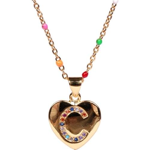 Vintage Bohemian heart Charms Pendant Necklace for Women fashion Geometry letter crystal Chain necklace Jewelry Wholesale