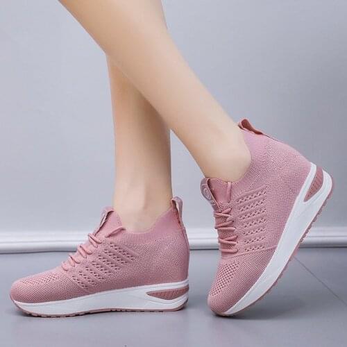 New Fashion Breathable Mesh Women Shoes Wedges Heel Shoes Sneakers Women Platform Casual Shoes Woman Vulcanize Shoes For Women