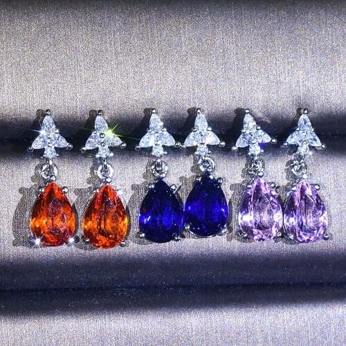 Chic Multicolor Crystal Zircon Diamonds Gemstones Drop Earrings for Women White Gold Color Jewelry Brincos Dress Accessories New