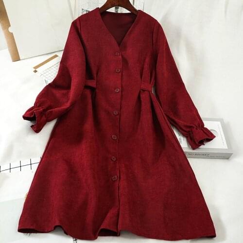 2020 Women Dress Elegant Midi Long Solid V-neck Dress Long Sleeve Party Dress Autumn Casual A-Line Dress Elegant Vestidos P286