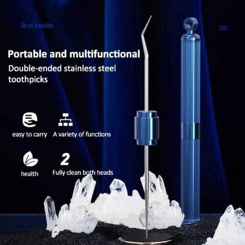 Double-headed Stainless Steel toothpick Outdoor Edc Portable Multi-Purpose Toothpick Bottle Fruit Fork Camping Tool Toothpick