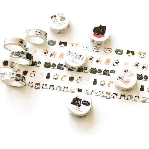 1PC Cute Kawaii Little Cats Paper Decorative Tape Stickers Bullet Diary Stick Label