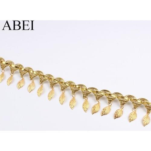 1yard 40mm Braided Gold Fringe Lace Trims Quality Leaf Sequins Paillette Tassel Wedding party Dancing Dress Sewing Edge Fabric