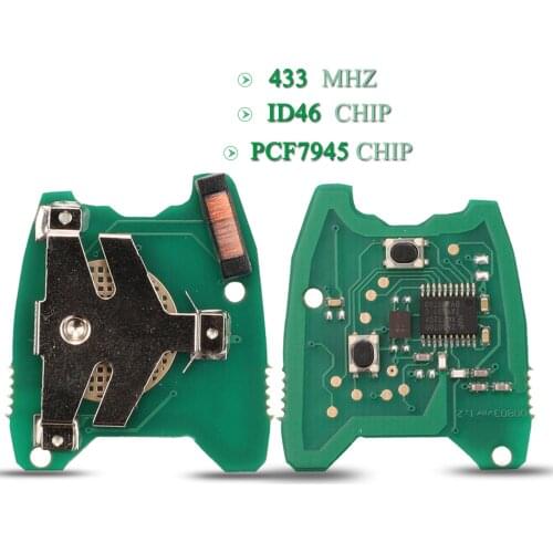 Bilchave 2 Buttons 433Mhz ID46 PCF7945 Chip Remote Car Key Circuit Board Plate Fob For PEUGEOT 307 Replacement Circuit Board