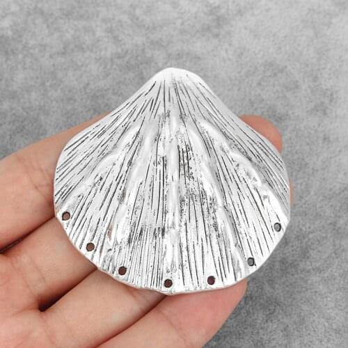 3PCS Large Seashell Scallop Porous Charms Pendants Connectors for Necklace Making Jewelry Findings 61x60mm