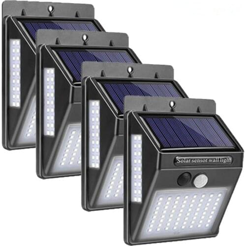 4pcs 100 LED Solar Light Outdoor Lights PIR Motion Sensor Solar Powered Lamp Garden Decoration Waterproof Path Solar Wall Lights