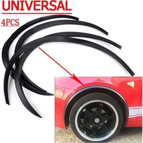 4pcs Car Truck Carbon Fiber/ black Rubber Wheel Eyebrow Protector Lip Sticker Trim Fender Flare Anti-scratch for VW AUDI